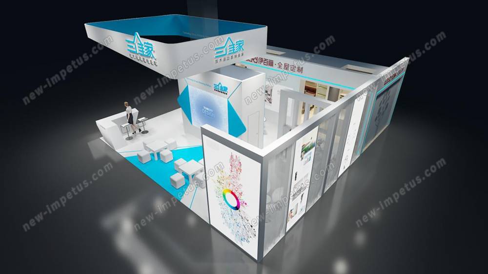 深圳展臺會展設(shè)計搭建公司_特裝展位搭建都會很注重?zé)艄庋b飾,尤其是燈光色彩和亮度,(圖1)